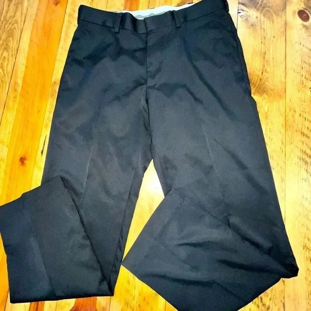 PGA TOUR DRESS PANTS BLACK SLIDE & ZIP CLOSURE, FRONT & BACK POCKETS BELT LOOPS
